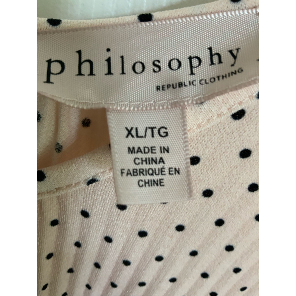 Philosophy Blouse Flutter Sleeve XL Blush Pink Black - Picture 5 of 7